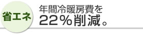 [ 省エネ ] 年間冷暖房費を22%削減。